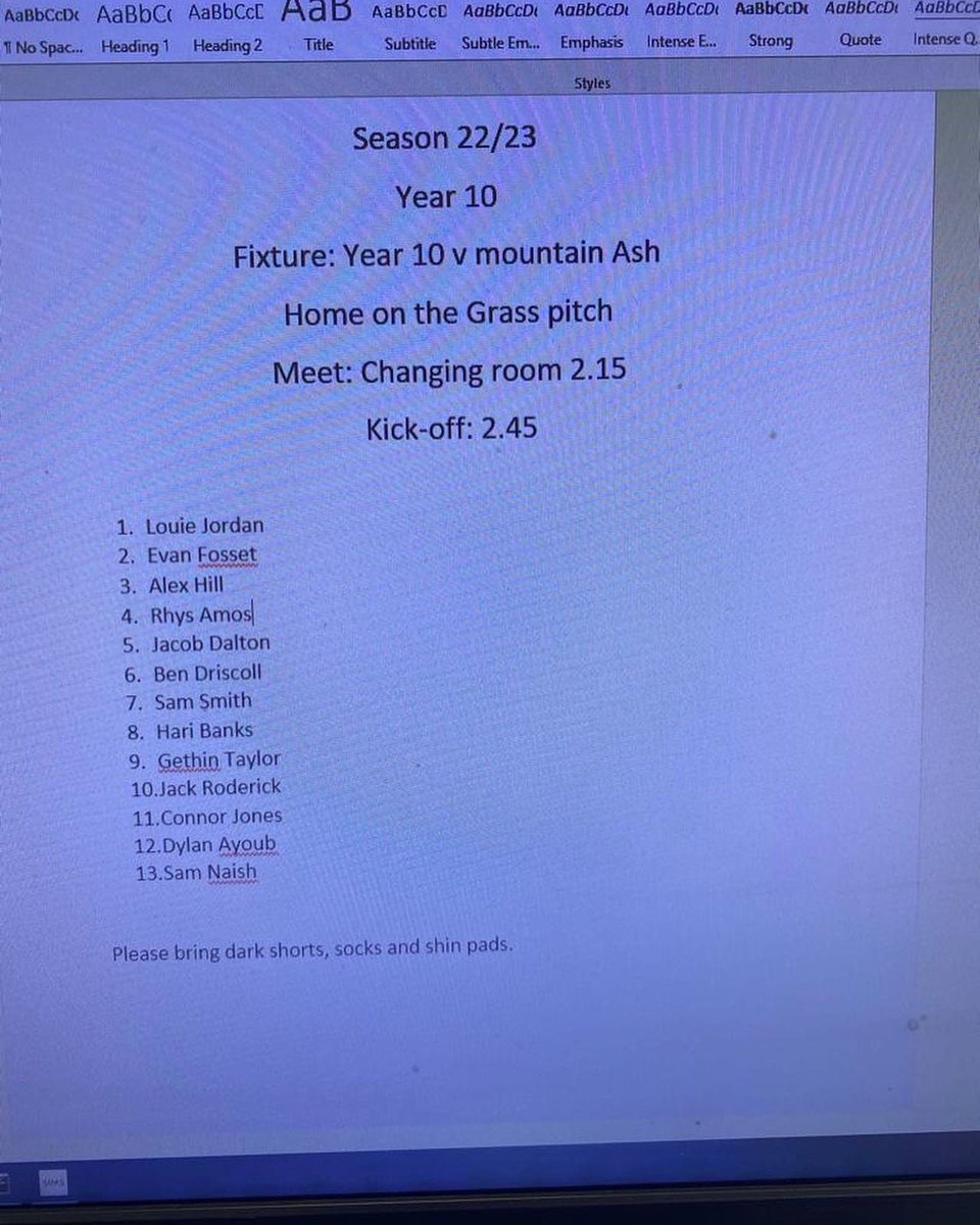 Yr 7 🏉 off to a flyer with a win over Ponty High! 

U13 girls ⚽️ beat Afon Taf 4-2!

Yr 9 &amp; 10 team selection for tomorrow’s games against Mt Ash!

🔵⚪️