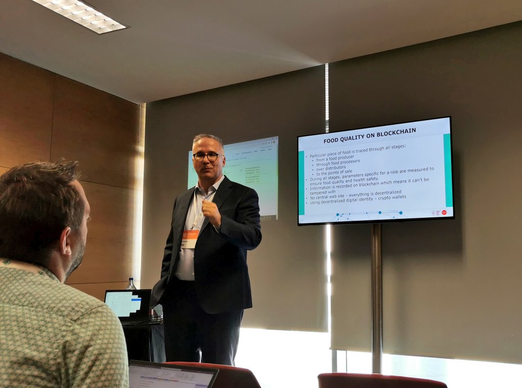DataAgriS3's tweet photo. Vinko Kojundzic has presented FoodQualiTrace, a web #blockchain based software solution to enable food quality and #traceability through all stages.

#cuspis #greenedih #SAHfinalevent https://t.co/QUyNf0Mvxi