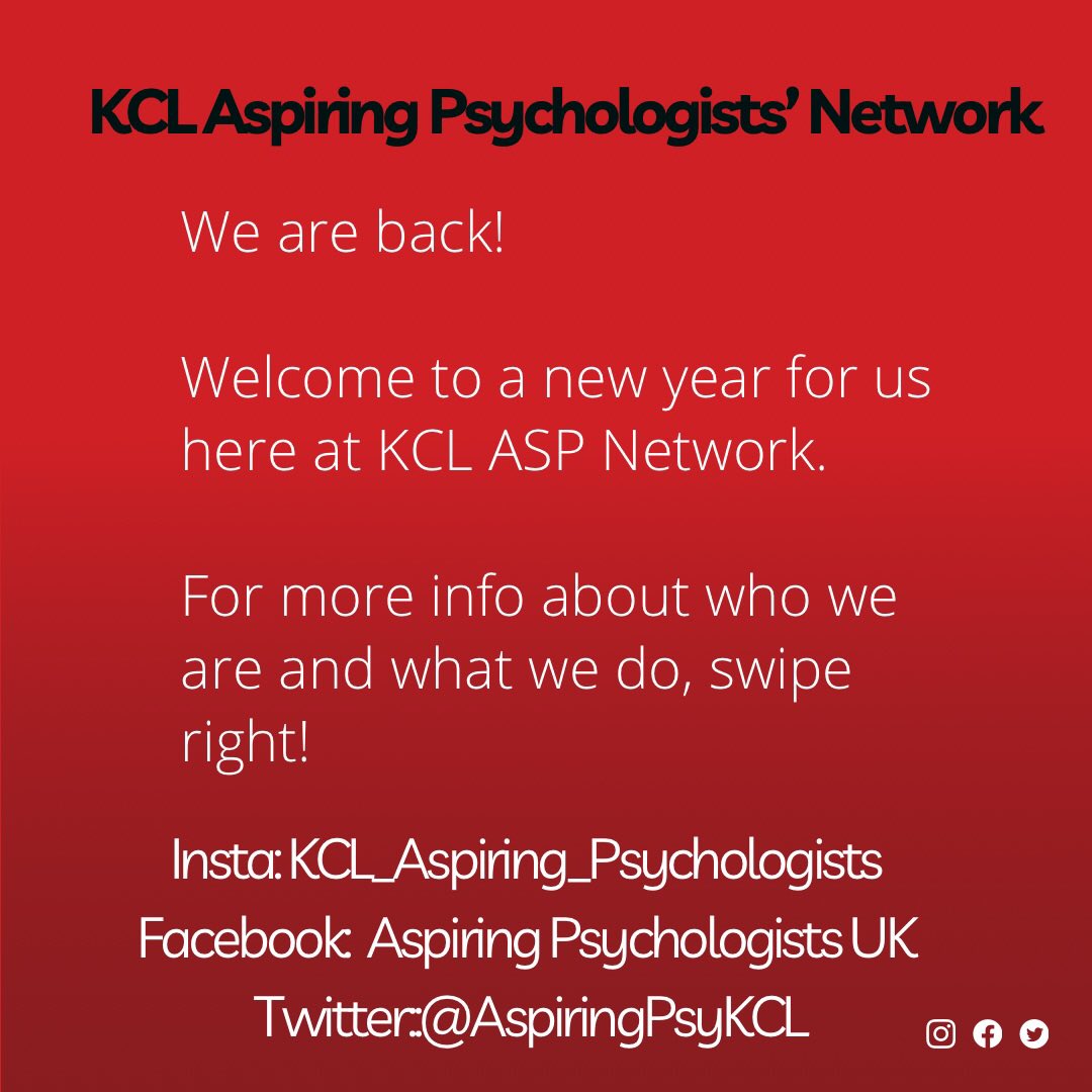 AspiringPsyKCL's tweet photo. We are back! KCL Aspiring Psychologists have got lots on offer over the next year so follow us on our socials and sign up for our mailing list  for all psychology talks, info, workshops, admission events and more! aspiring_psychologists@kcl.ac.uk https://t.co/kOoHzc2k7H