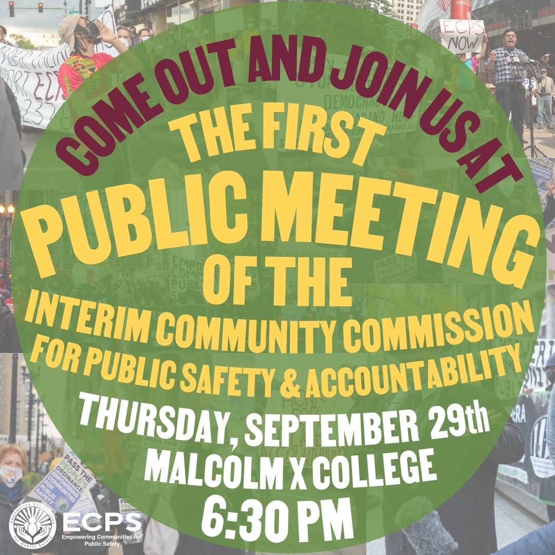 ChicagoEcps's tweet photo. Please spread that the word that Chicago's very first Community Commission for Public Safety & Accountability meeting is this Thurs. 9/29 at 6:30PM at Malcolm X College! #ChicagoECPS https://t.co/JK6PzkzMRU