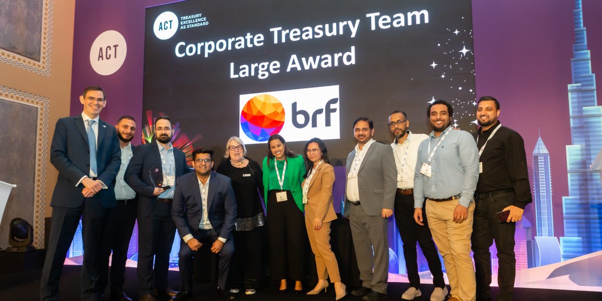 actupdate's tweet photo. And the winners' trophy for the ACT Middle East Treasury Award for Corporate Team of the Year – Large - goes to ... The BRF Global Middle East Treasury Team. Congratulations!
#ACTMETS22 https://t.co/nqqmB7k9vm