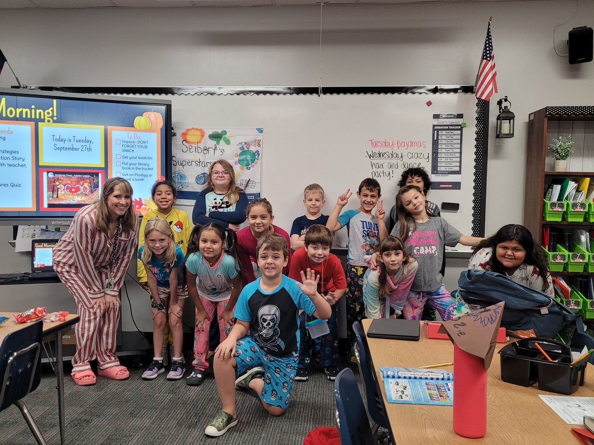MrsSeibertWHE's tweet photo. Pajama day is the best! #Boosterthon @HumbleISD_WHE @HumbleISD https://t.co/llj8p5otUr