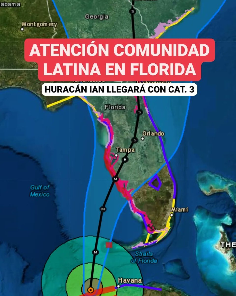 JeanSuriel's tweet photo. 🔴COMPARTAN esta información con sus familiares y amigos que residen en Florida, Estados Unidos: el poderoso Huracán Ian se dirige hacia el oeste de ese estado, donde podría impactar en las próximas 24 a 36 horas.

Sigue ⬇️ https://t.co/hch6EF7Vah