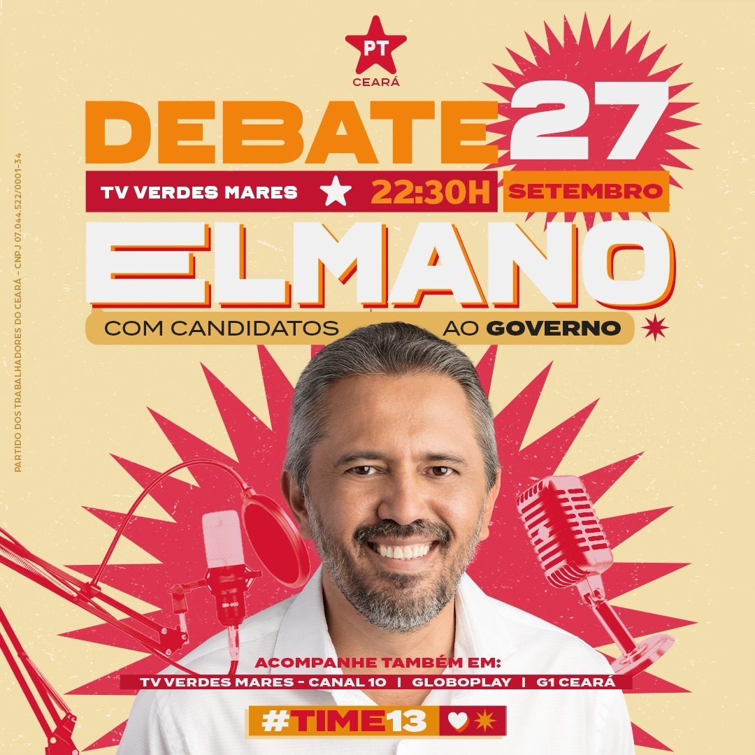 PTCeara's tweet photo. 📺 É hoje! Debate TV Verdes Mares, depois da novela das 21h!
👇 Onde acompanhar:
TV Verdes Mares - Canal 10
Globoplay
G1 Ceará
#PTCeará #Timedo13 #Vote13
Partido dos Trabalhadores do Ceará - CNPJ 07.044.522/0001-3 https://t.co/buHLj55bDr
