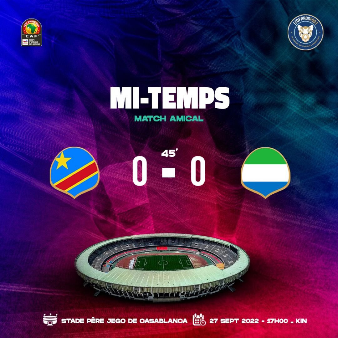 leopardsfoot's tweet photo. 🐆 Mi-temps à Casablanca. 
Auteur de deux énormes ratés à bout portant par Glody Lilepo puis Arnaud Lusamba, les Léopards rejoignent les vestiaires sur un score vierge.

On espère plus de tranchant en seconde période ! 

⭐️#leopardsfoot⭐️ #RDCSLE https://t.co/K3PcA4udQJ