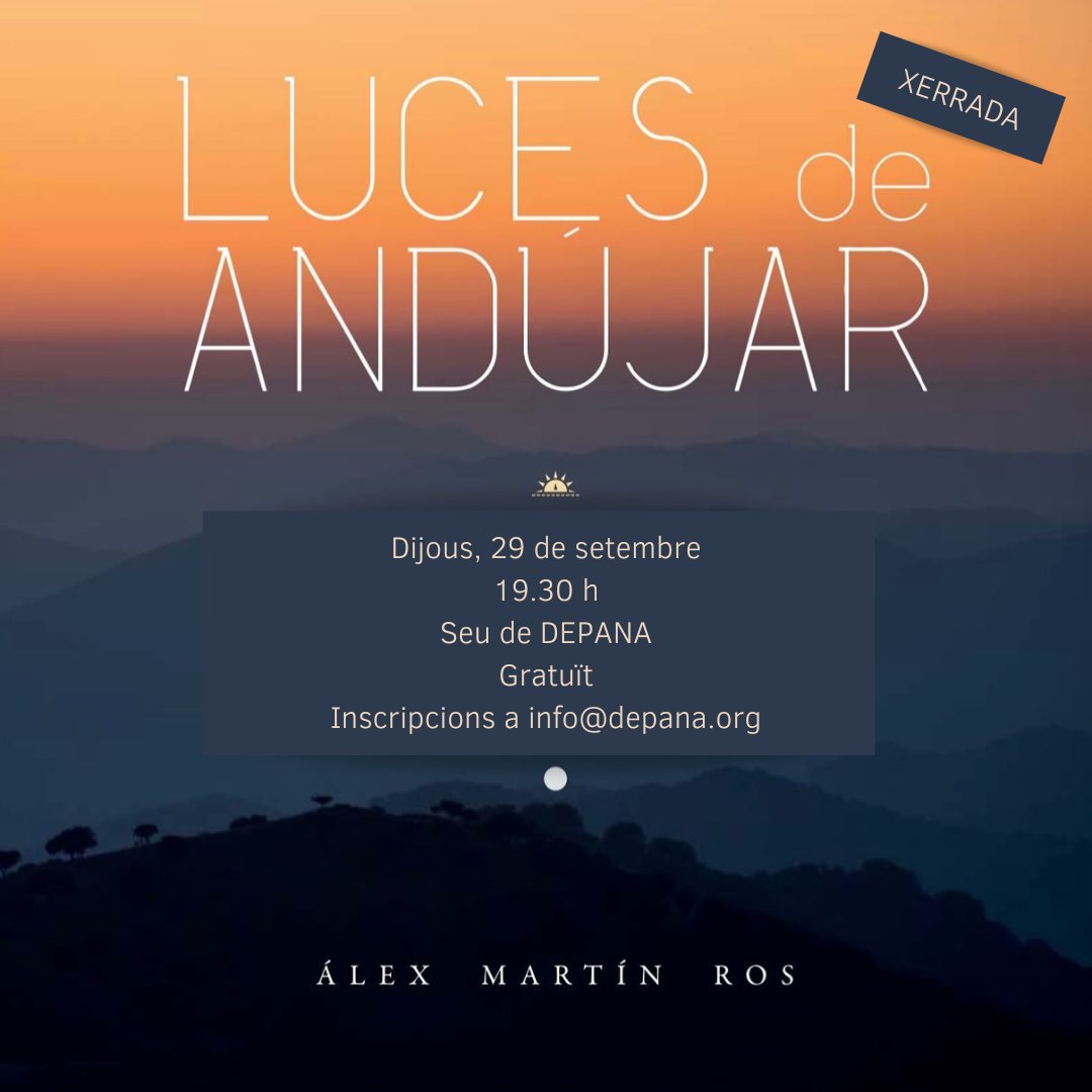 DEPANA's tweet photo. Ens voleu acompanyar a un viatge al cor del Parc Natural de la Serra d’Andújar? ✨De la mà de la mirada fotogràfica d'@alexmartinros ens acostarem a la fantàstica naturalesa d’aquest enclavament 👏🏽

📆 29/09
⌚️ 19.30 h
📍 Seu de #DEPANA
📝 info@depana.org

https://t.co/jw2A0aj2hq https://t.co/o7xSyz5IYA