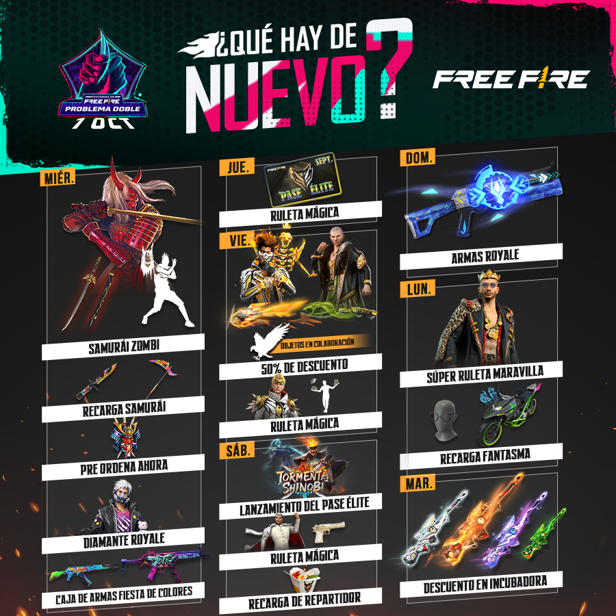 Garena Free Fire LATAM 👊 on Twitter "👊📕 ¡LA AGENDA SEMANAL ESTÁ AQUÍ