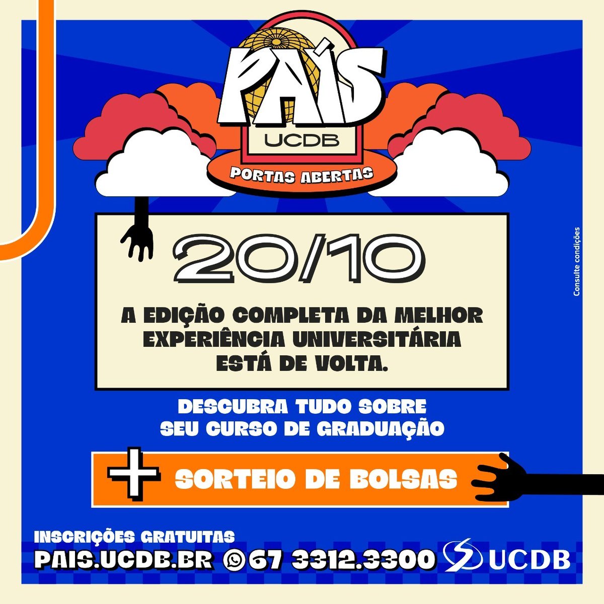 ppucdb's tweet photo. O País UCDB abre as portas da universidade para estudantes do ensino médio. O evento tem por objetivo proporcionar aos alunos uma imersão no curso que desejam seguir. O evento acontece em 20/10/2022, no período vespertino. Inscreva-se em https://t.co/c2e6fZjYVx https://t.co/gPAFbv1vIP