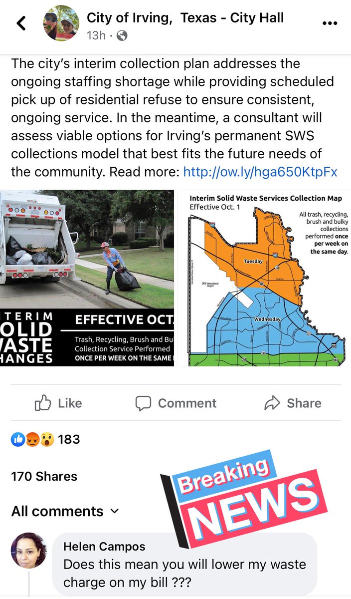 ItsDTruth's tweet photo. @thecityofirving 💸#IrvingTx taxpayers are fuming on #socialmedia about REDUCED TRASH COLLECTION SERVICES following a preventable FEE INCREASE‼️💸
🚨#IrvingLasColinas residents say poor city management will lead to DECLINING PROPERTY VALUE &
TRASHY NEIGHBORHOODS‼️🚨
⬇️Read on…
#IrvingInvests🐀 https://t.co/vZ1jOG1bPw
