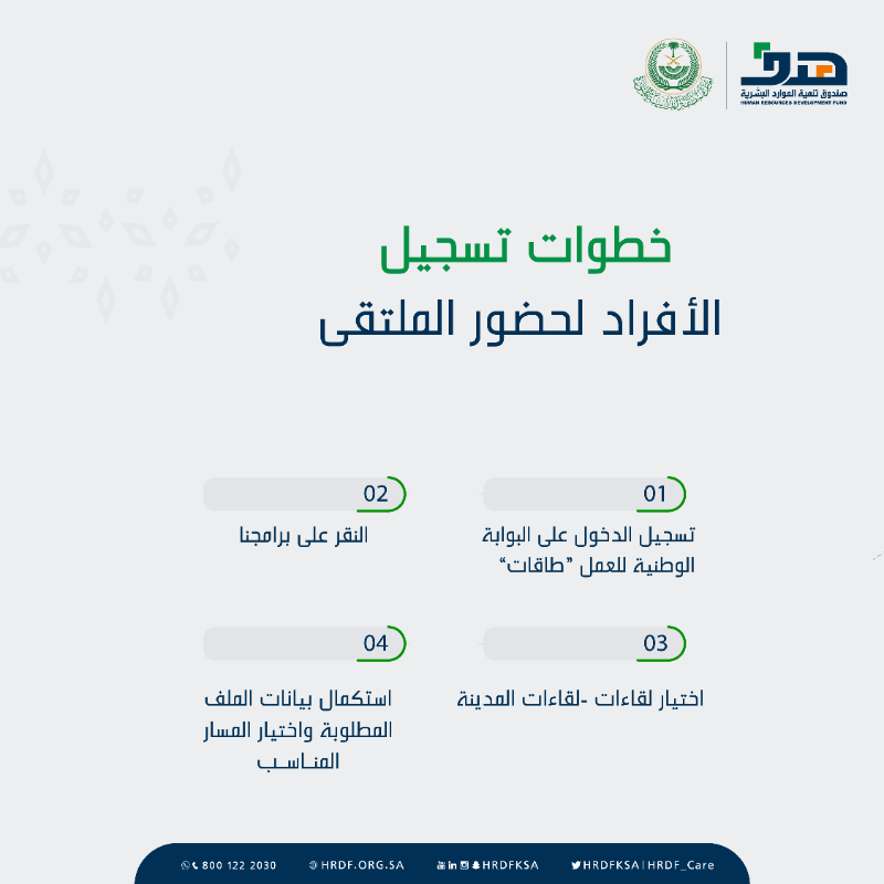HRDFKSA's tweet photo. اتخذ الخطوة وتعرف على خطوات التسجيل في ملتقى #لقاءات_المدينة المنورة 2022م.

٥-٦ / ١٠ / ٢٠٢٢ م 
مركز الملك سلمان الدولي للمؤتمرات بالمدينة المنورة