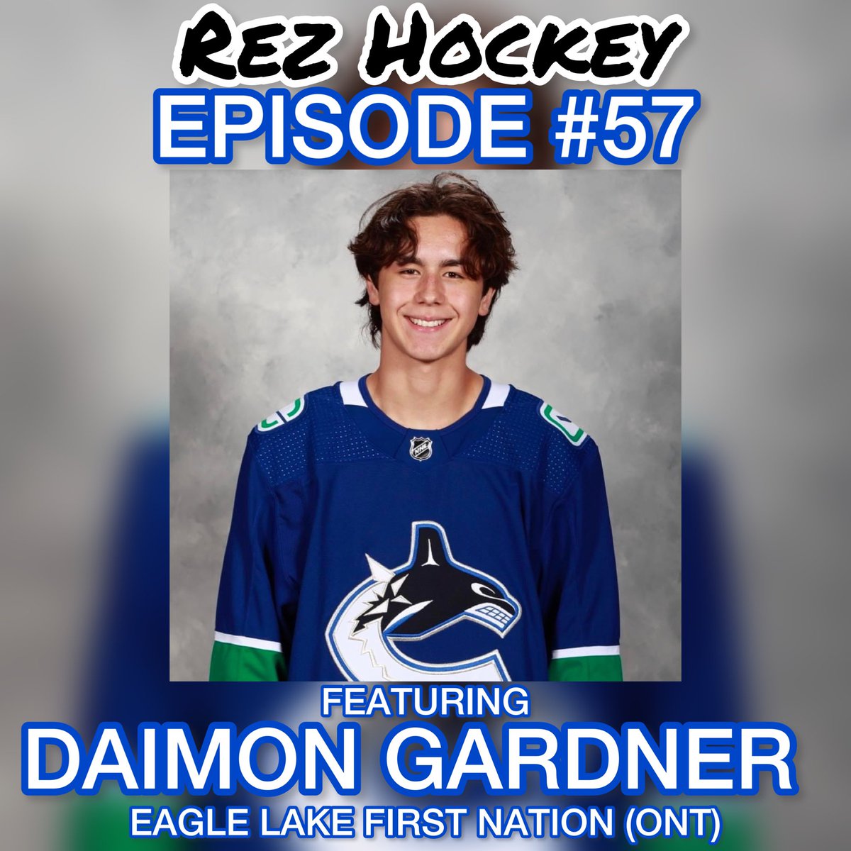 rez_hockey's tweet photo. Episode 57 we are joined by special guest Daimon Gardner of Eagle Lake First Nation (Treaty 3). Daimon was recently drafted by the Vancouver Canucks (4th round 112th overall) in the 2022 draft #rezhockeypodcast #rezhockey #hockey #indiginous #metis #inuit #podcast #hockey https://t.co/ZXVSWslsF6
