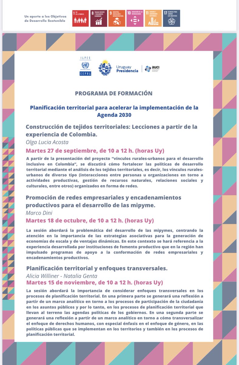 Primera sesión del  Diplomado “Planificar  estrategias y acciones territoriales orientadas a acelerar la implementación de la #Agenda2030
Organizado por la <a href="/cepal_onu/">CEPAL</a> y la <a href="/AuciUruguay/">AUCI Uruguay🇺🇾</a> 
Con <a href="/LetyGutierrezC/">Leticia Gutiérrez</a> 
<a href="/agusaviles1/">Agustín Avilés</a> 
@FEDESSP 
<a href="/CdriSnte/">CDRI.SNTE</a> 🍎