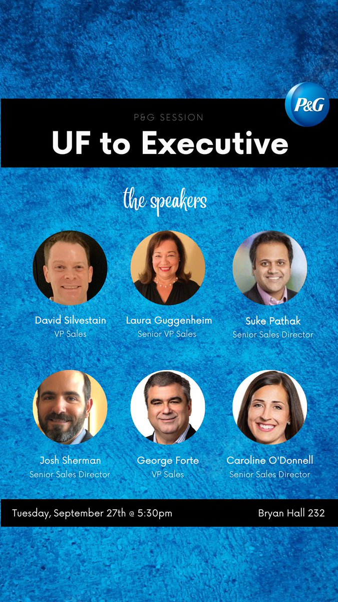 PGgators's tweet photo. What's it like to go from UF student to P&amp;G Executive? Join P&amp;G Execs tonight at 5:30PM in Bryan Hall! https://t.co/oh3IfINQrn