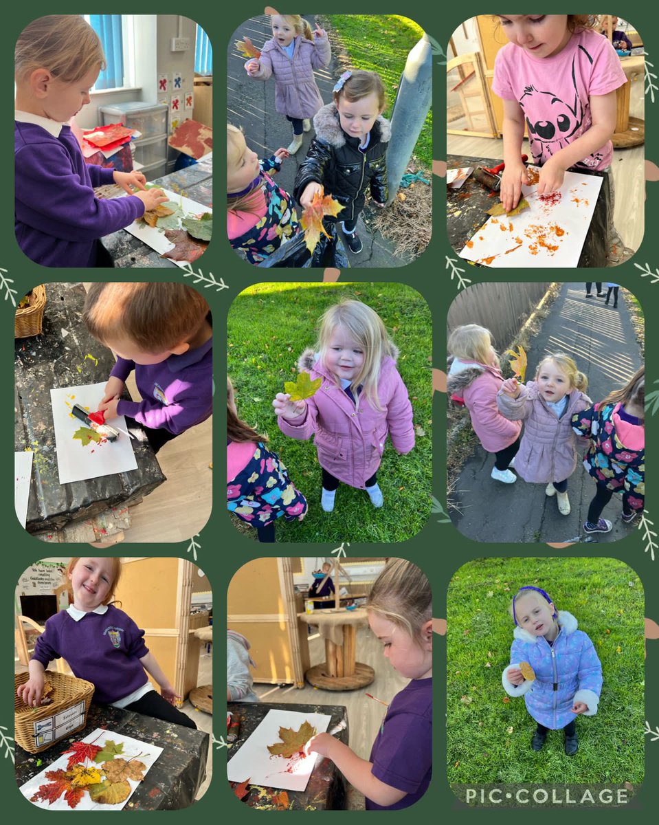 beancrossELC's tweet photo. #MathsWeekScot Today we went on a community walk to collect leaves. We used them for leaf printing and collage to create placemats for our diner. Our learners were having discussions about the different colours and sizes of the leaves and why they are changing colour 🍁🍃🍂 https://t.co/76HFgA4H0K