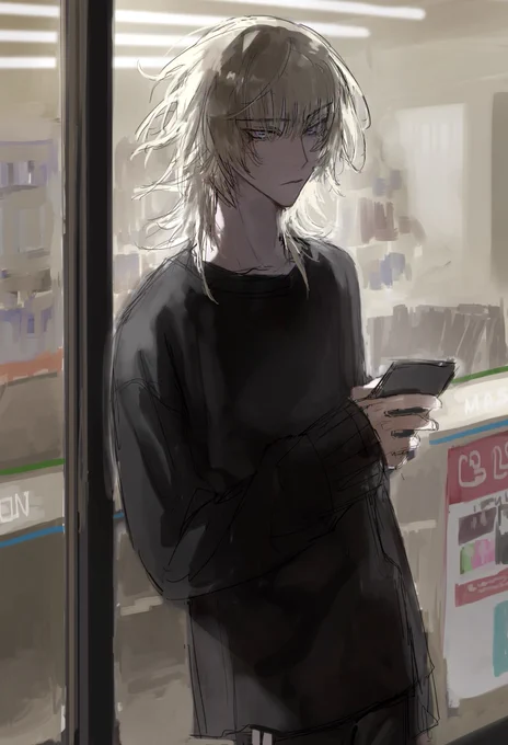 授業中いつも寝ている男の子を描いている 