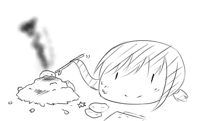夜中落書き 
焼き芋を作る吹雪見だいふく 