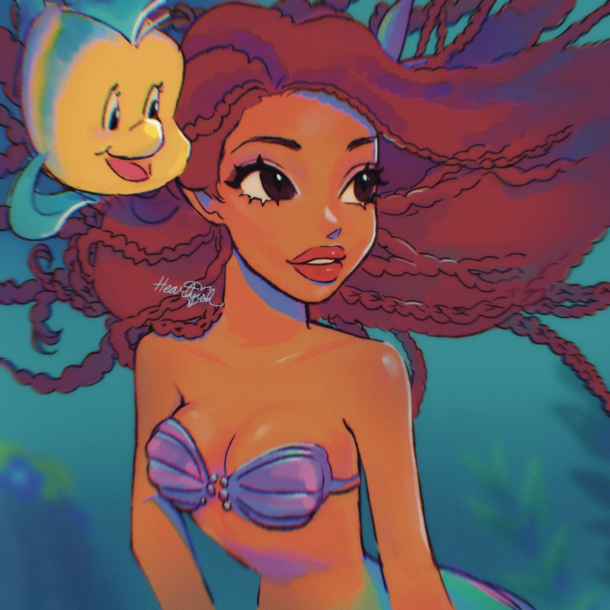 Heartyish's tweet photo. Who else is excited for Halle Bailey as the little mermaid!!! So happy bc TLM is my second most watched disney princess movie https://t.co/LgTUMyrVnG