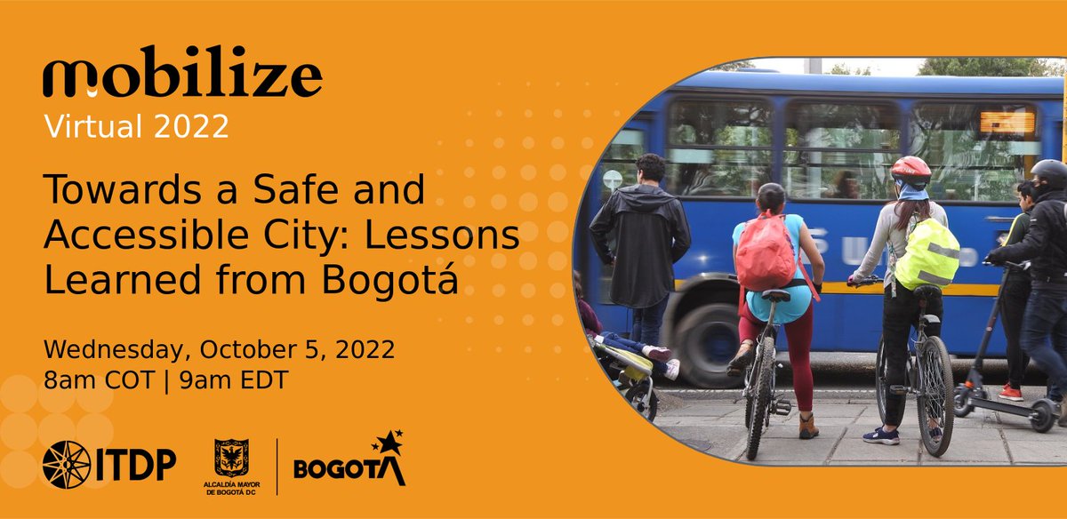 ITDP_HQ's tweet photo. 📅Next WED, Oct 5, 8am COT | 9am EDT

Learn from speakers Deyanira Avila Moreno and Nathaly Torregroza about the city of #Bogota’s future plans for urban development to integrate the concepts of care, access, and safety of its citizens.

Register today: https://t.co/0fHNtqVFRL https://t.co/2GAiEjYCTv