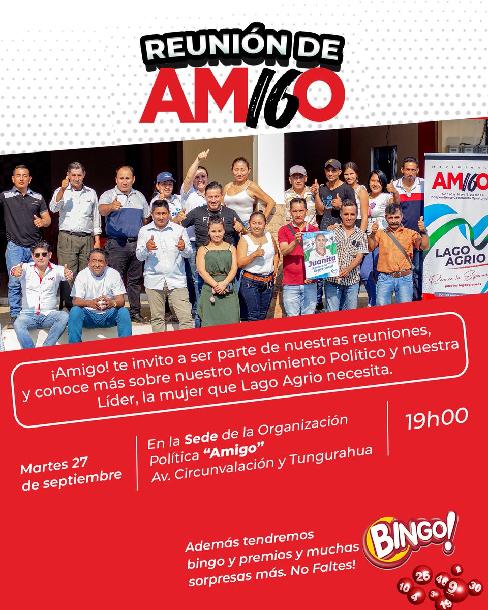 Amigo16LagoAgri's tweet photo. 🔴 - Todos cordialmente invitados! 💪👏¡Ven y súmate al equipo del cambio que necesitamos! Te esperamos hoy a las 19h00
#Amigo 1️⃣6️⃣
#AmigoDelDesarrollo
#LagoAgrio2023 🇺🇿 https://t.co/NjOhACwgLu