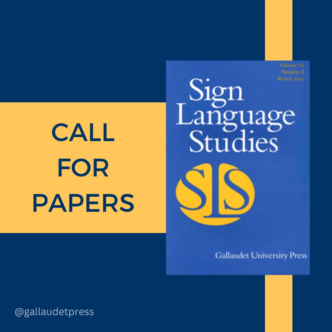 Call for papers! Sign Language Studies, a quarterly journal edited by <a href="/ErinWilkinson/">Erin Wilkinson</a> and Pilar Piñar, invites submissions focusing on research relevant to signed languages and signing communities around the world. #TISLR14 participants, take note! 

gupress.gallaudet.edu/SLS-call-for-p… (1/2)