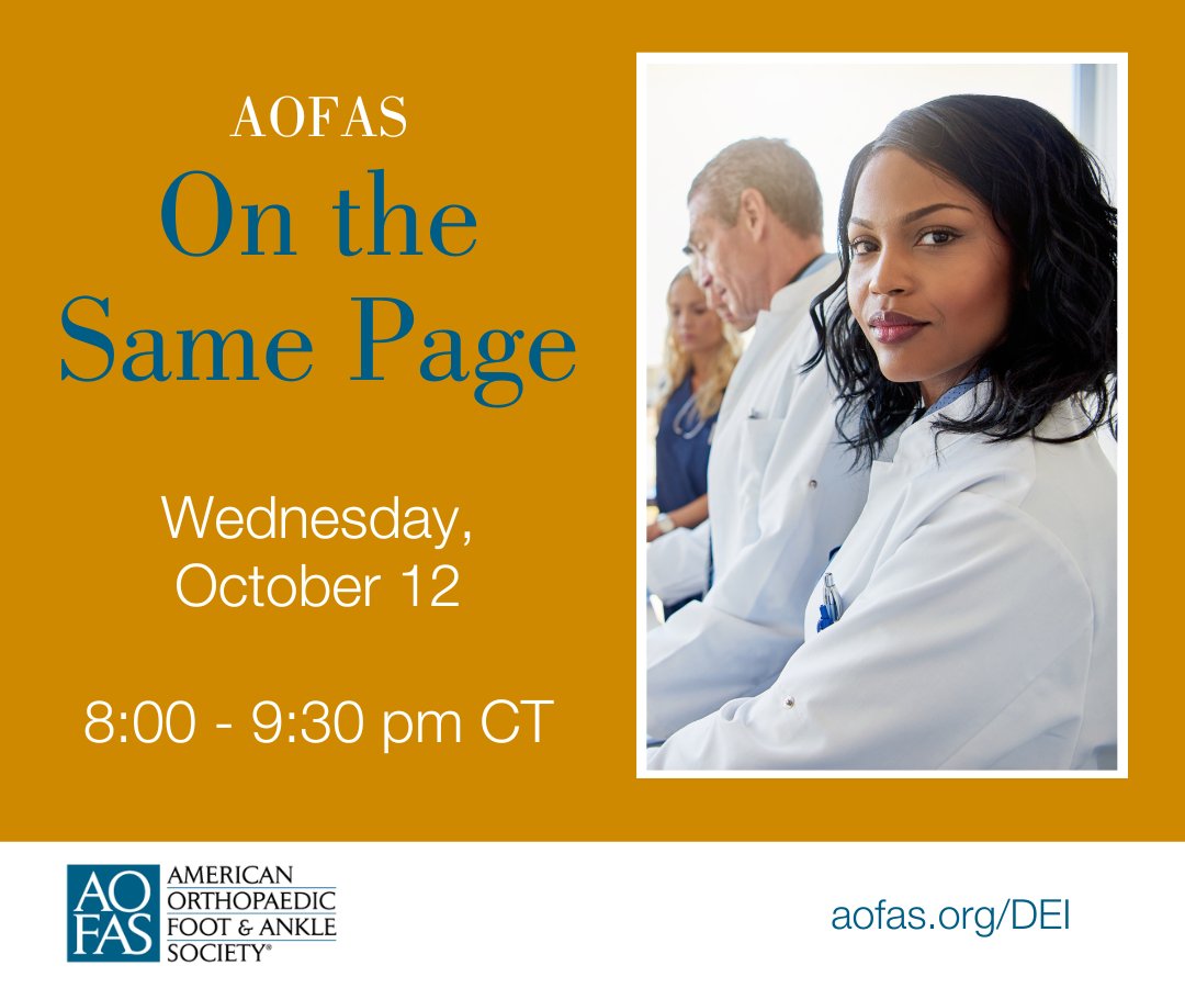 Only two weeks until our next On the Same Page journal club, presented in collaboration with <a href="/RJOSociety/">Ruth Jackson Orthopaedic Society</a>. The discussion will focus on Advocacy for Women in Orthopaedics. Interested? Learn more and register: aofas.org/DEI
