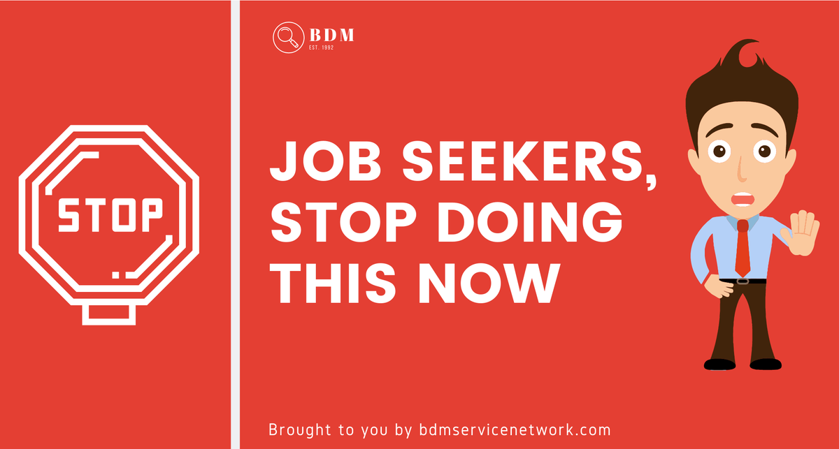 jobsfrombdm's tweet photo. #JobSeekers, STOP DOING THIS NOW!! You're not going to get a #job or even a #jobinterview just by commenting 'interested', 'look at my profile', 'contact me' or just posting your email address or phone number on a job posting! https://t.co/zeg95WJUV7
#jobhunt #jobsearchmistakes https://t.co/VMZhmHt0LH