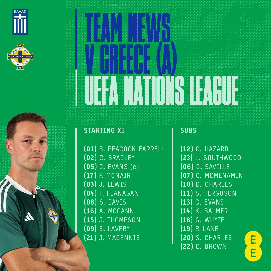 NorthernIreland's tweet photo. 👊 Here’s how we line up in Athens 💚#GAWA #Evans100 https://t.co/TCLHFSoRmK