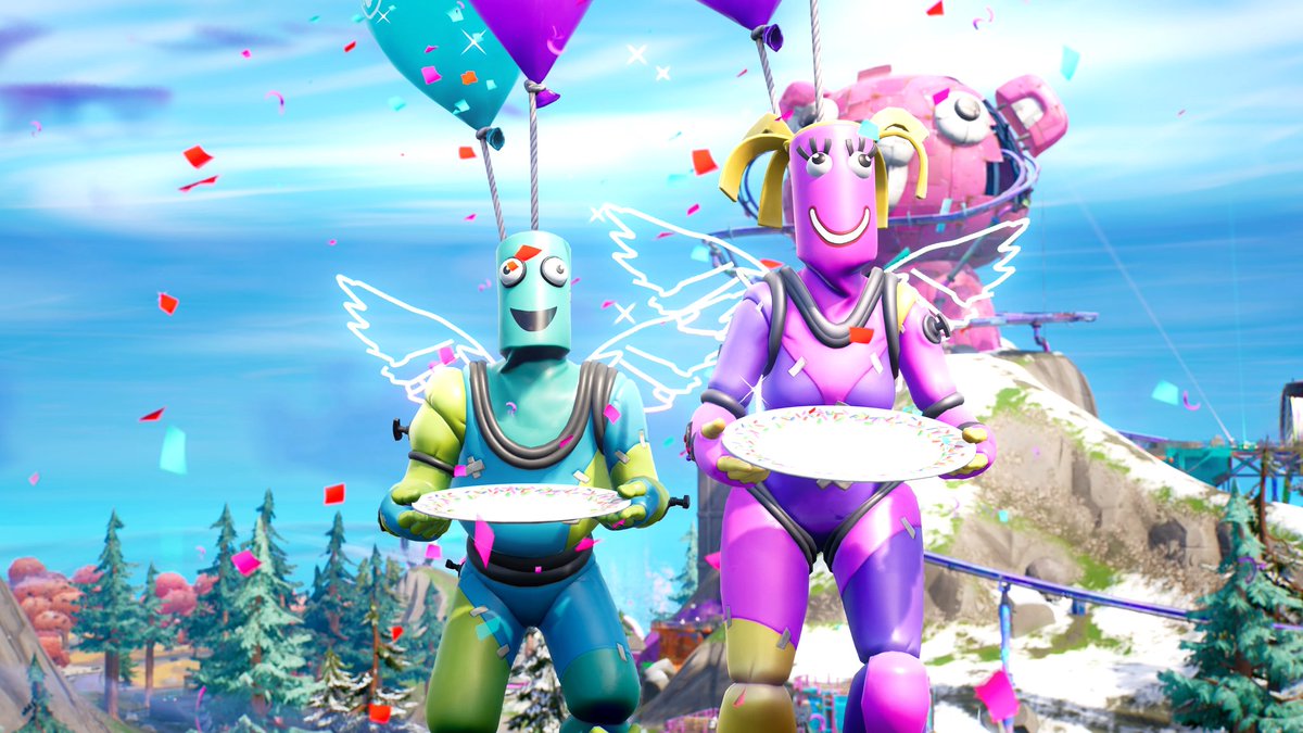FishyPatrol's tweet photo. Happy 5th Birthday @FortniteGame! 🥳 Every party is complete with some friends, balloons and (most importantly) PIZZA! 🍕 #FNBR5 #Fortnite #Fortography https://t.co/ny6iLKAJyt