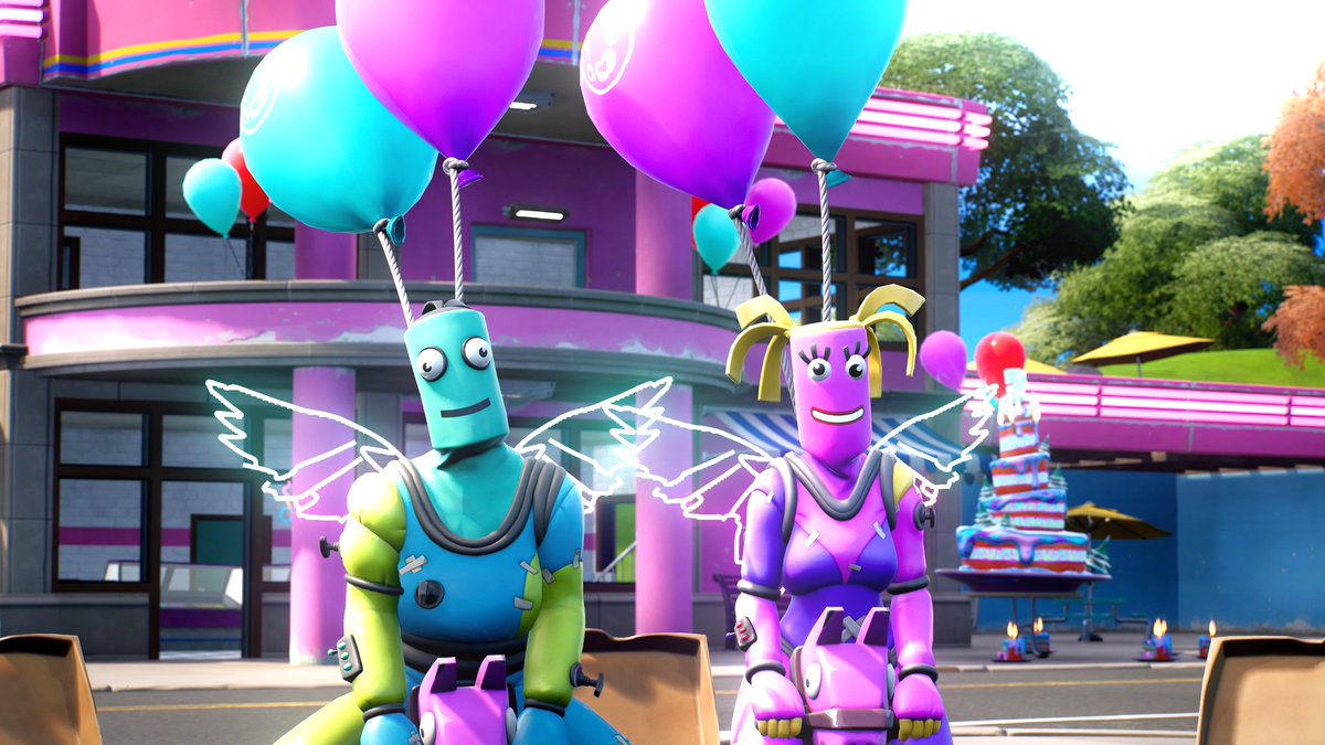 FishyPatrol's tweet photo. Happy 5th Birthday @FortniteGame! 🥳 Every party is complete with some friends, balloons and (most importantly) PIZZA! 🍕 #FNBR5 #Fortnite #Fortography https://t.co/ny6iLKAJyt