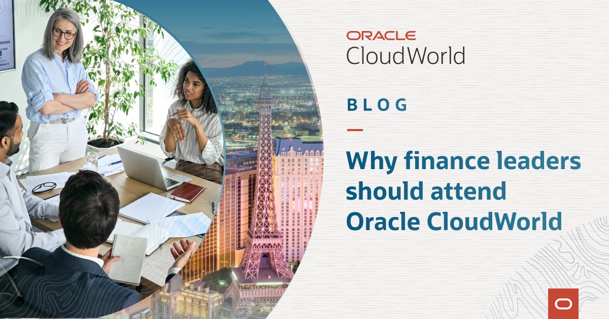 MissBisky's tweet photo. The #finance track at Oracle @CloudWorld includes sessions from some of the world’s leading companies. Find out who will be there: https://t.co/FeYEEeDHyr #OCW https://t.co/qfyQP9awP7