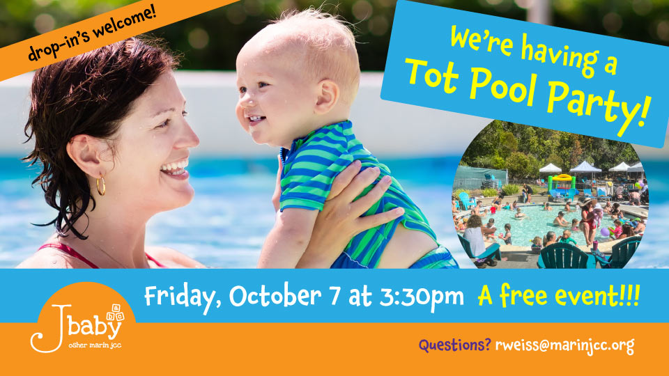 MarinJCC's tweet photo. Splash with the tots!
It's FUN, and FREE! Drop in from 3:30 to 5:00 pm and swim, sun, and socialize at our last Tot Pool Party for the year. No sign-up; just show up with your tots and towels, and splash away with your little ones (infants to 4 years).
https://t.co/41v4uqJ1uE https://t.co/02H88EsByi