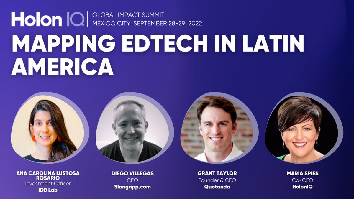 Our <a href="/IDB_Lab/">IDB Lab</a> team will be in #MexicoCity 🇲🇽 for <a href="/holoniq/">HolonIQ</a>'s Global Impact Summit at <a href="/TecdeMonterrey/">Tecnológico de Monterrey</a>! Join <a href="/marcelocabrol/">Marcelo Cabrol</a>, <a href="/elenaheredero/">Elena Heredero</a>, and <a href="/caro_lustosa/">Carolina Lustosa</a> as they discuss the future of #Climate, #Health, and #Education. #HolonIQSummits summits.holoniq.com/register/mexic…