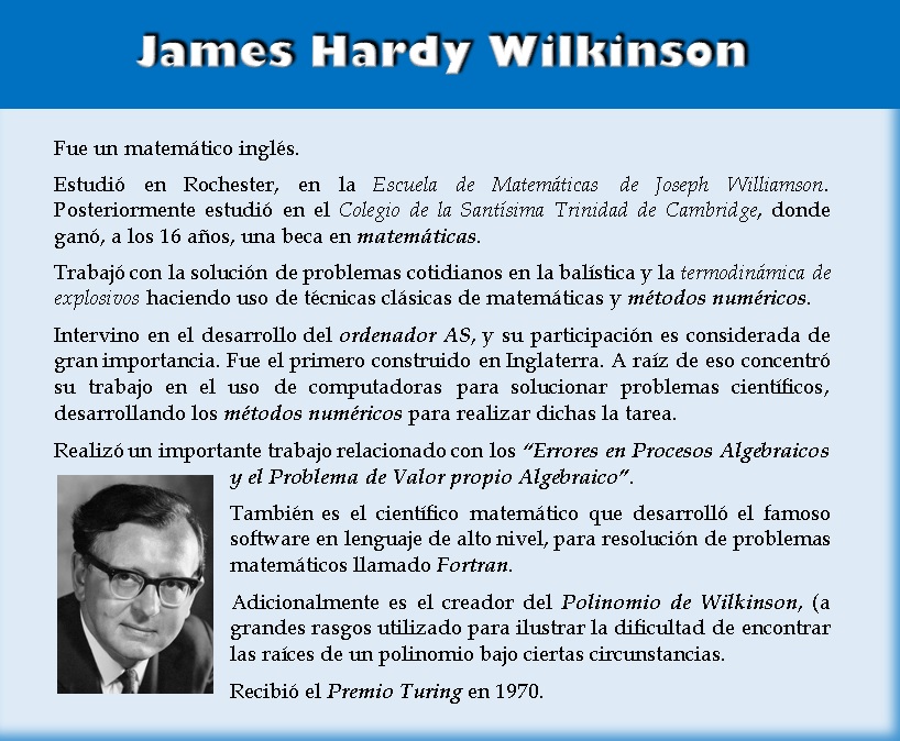 alda_pascuzzo's tweet image. Grandes Matemáticos: James Hardy Wilkinson (Inglaterra; Siglo XX). Conmemorando hoy su nacimiento. #27septiembre #GrandesMatemáticos #JamesHardyWilkinson #Matemáticas #PolinomioDeWilkinson #MétodosNuméricos #Fortran #27sept #JamesHWilkinson #GrandesCientíficos