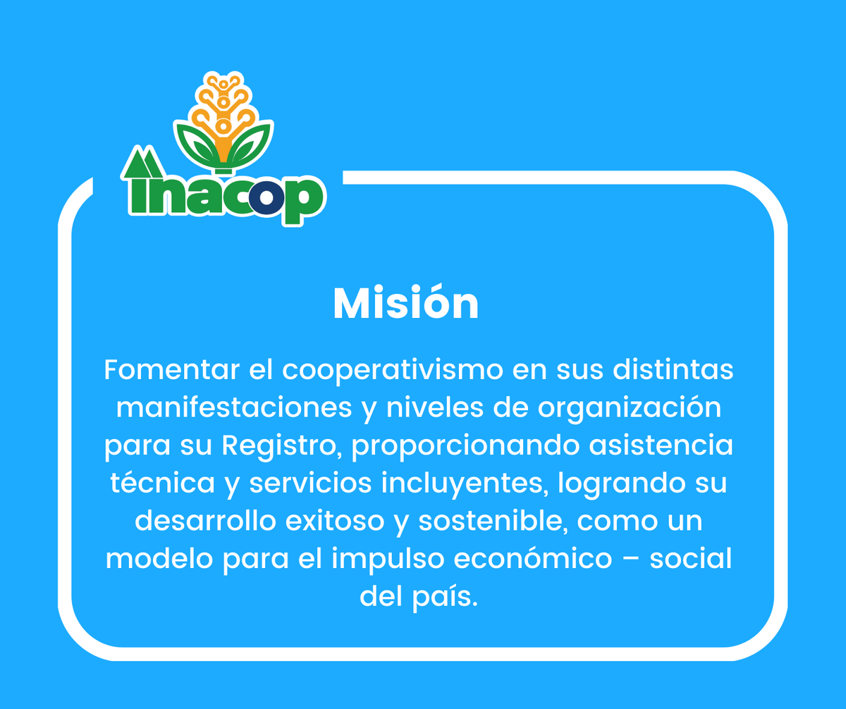 inacop_gt's tweet photo. ¡Queremos que conozcas más del INACOP!
Es por eso que te presentamos nuestra misión y visión institucional.

#INACOP #cooperativas #Guatemala https://t.co/dsxOHQgX5X