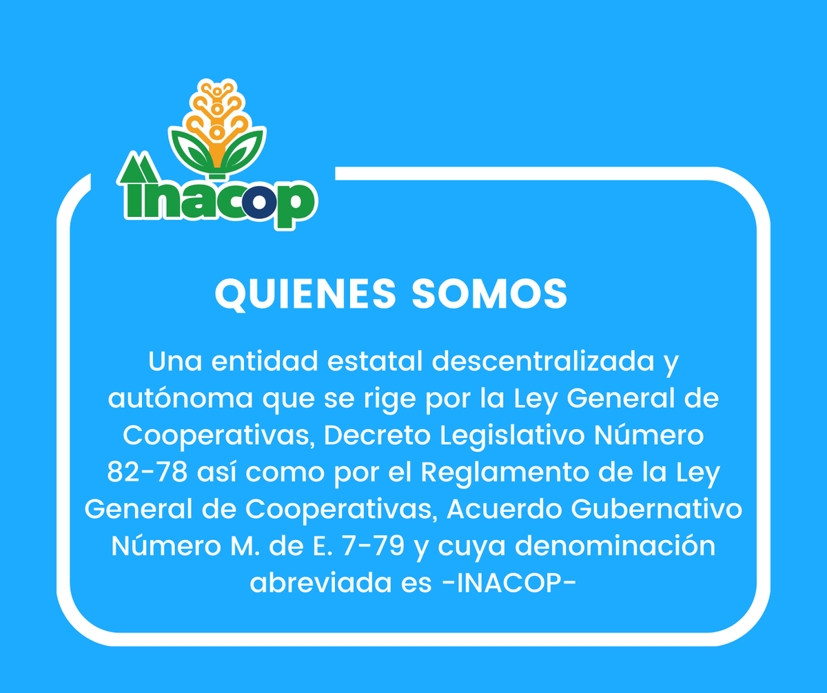 inacop_gt's tweet photo. ¡Queremos que conozcas más del INACOP!
Es por eso que te presentamos nuestra misión y visión institucional.

#INACOP #cooperativas #Guatemala https://t.co/dsxOHQgX5X