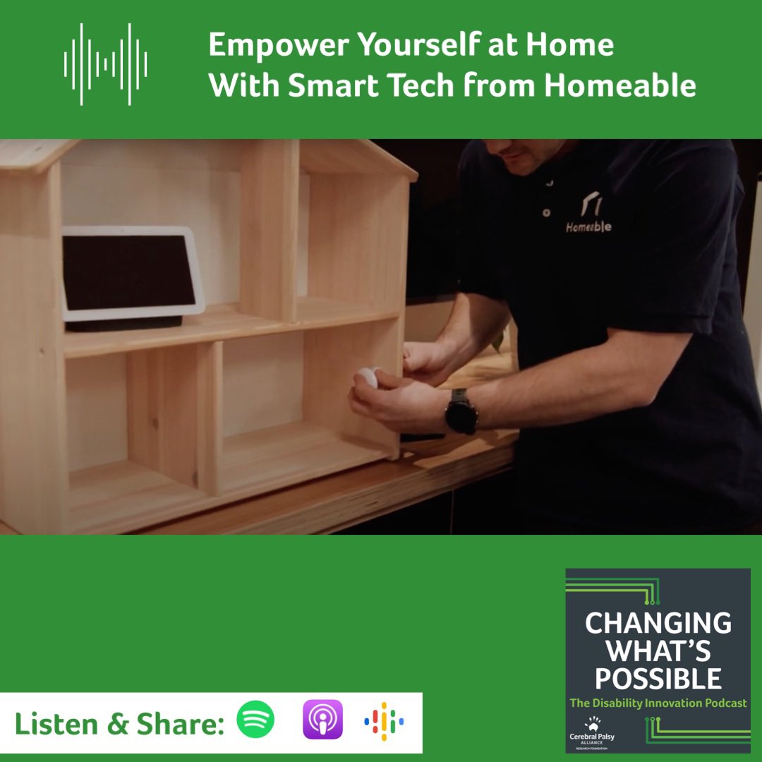 ResearchForCP's tweet photo. Are you looking for ways to make your life easier at home? Homeable can help you find #SmartHome solutions to increase your independence and empower you within your home. Listen to our #podcast interview featuring Homeable to learn more: https://t.co/ma4rms5F05 https://t.co/DU2hxoXMLx
