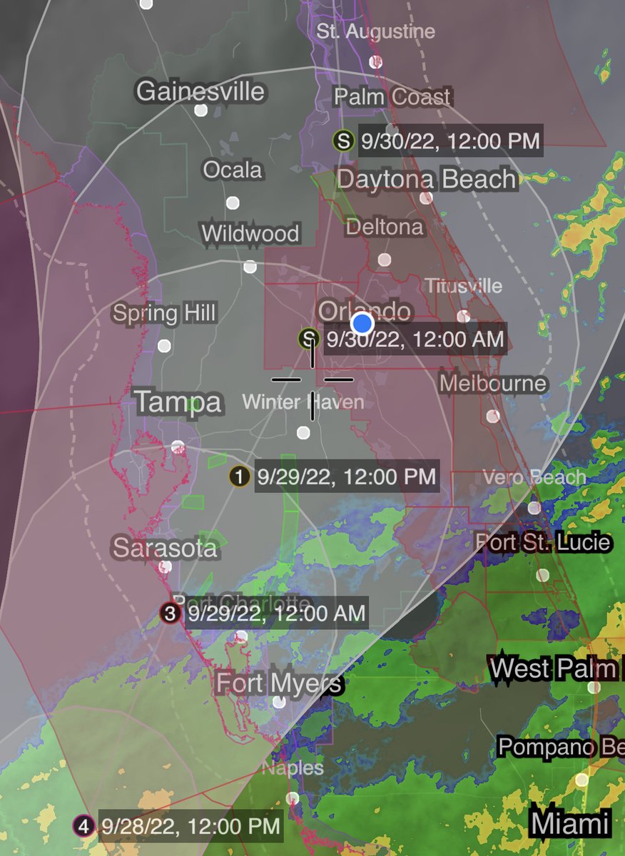 ripkevinroberts's tweet photo. So #HurricaneIan will take 24 hours to get from Sarasota to Orlando, which means that not even major hurricanes are immune from the ills of I-4 traffic. https://t.co/0RpfsrCHrA
