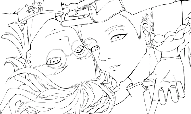 Skeb wip。線画できた! 