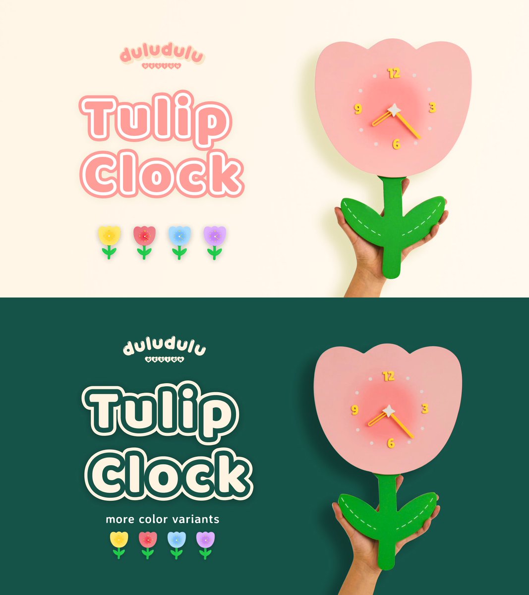 Alright everyone, help me choose a banner for the tulip clock Kickstarter cuz I am TORN😭