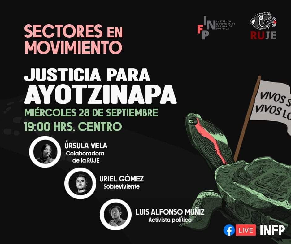 RECEQro's tweet photo. Los Sectores en movimiento de la Red Nacional de Círculos de Estudio
nos invitan a conversar sobre el caso Ayotzinapa.

Les esperamos este miércoles 28 de septiembre en punto de las 19hrs a través del Facebook del INFP.

#SectoresEnMovimiento https://t.co/gwJpfniPcb