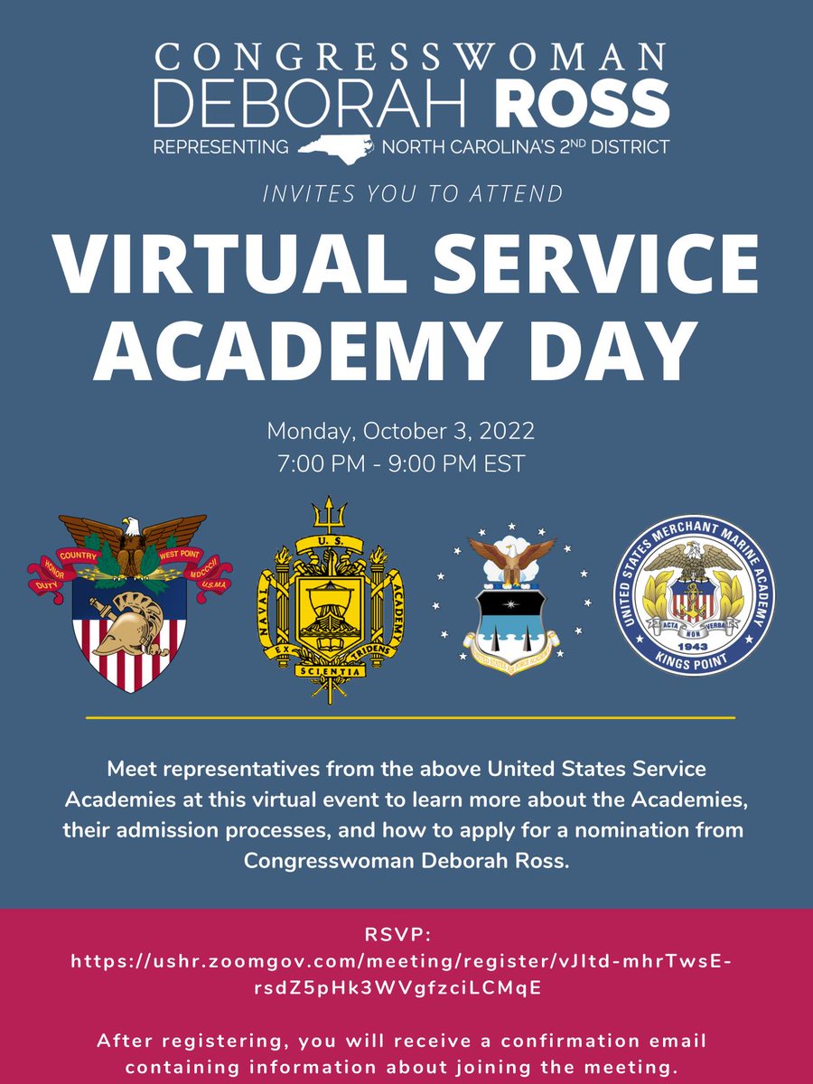 Interested in attending a Service Academy? Be sure to check out this great virtual event! ushr.zoomgov.com/meeting/regist…