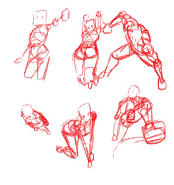 ポーズ練習 ポーズ素体を描いてました('ω`)少しだけでも何か描いて鈍らないようにしたい 