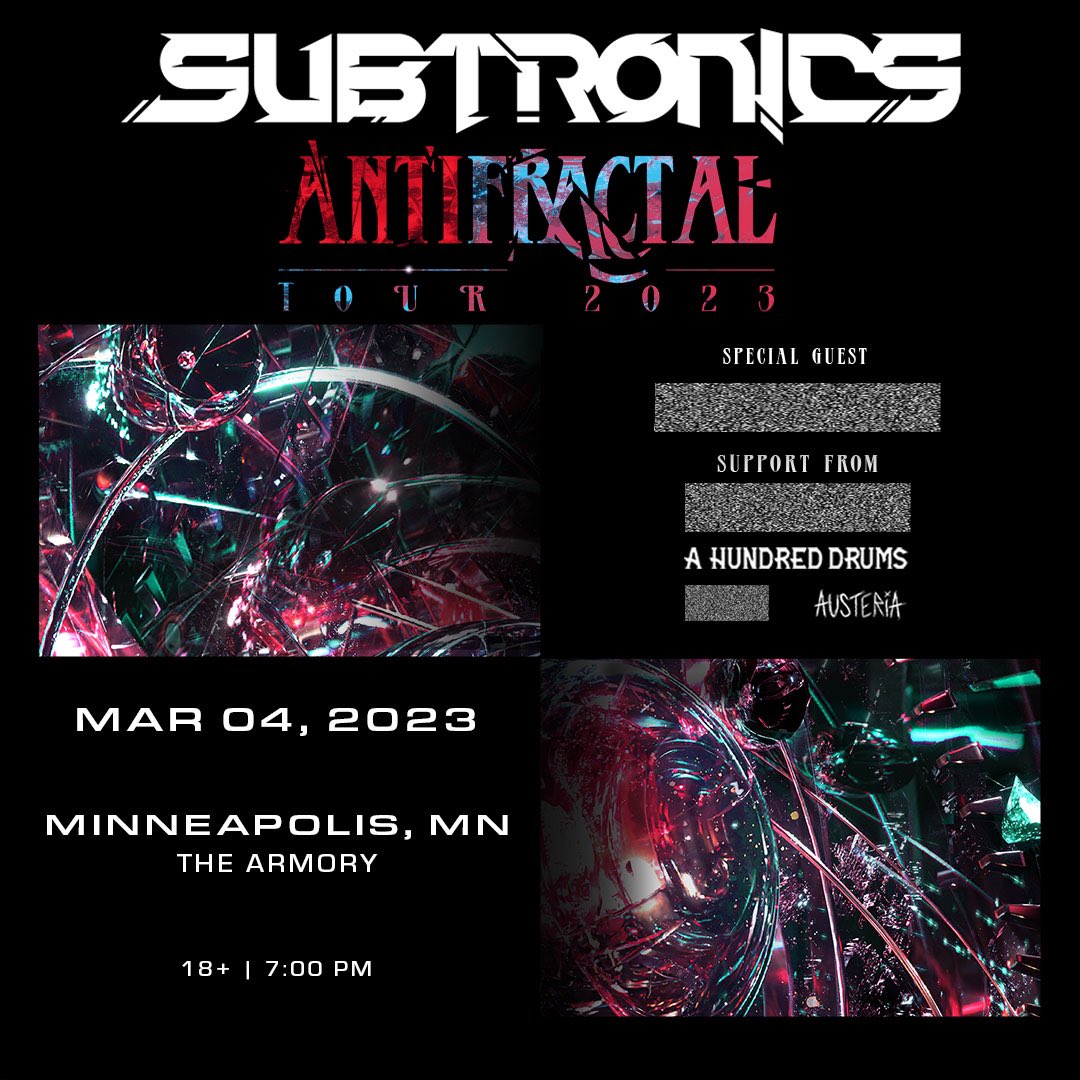SIMshows's tweet photo. 🚨ANNOUNCE + CONTEST🚨

SUBTRONICS: Antifractal Tour 2023

March 3rd &amp; 4th | @ArmoryMn 

Presale starts tomorrow at 10am
https://t.co/EWNKAcL3bM

🎫For a chance to win a pair of tickets to one of the shows:
#LIKE &amp; RT https://t.co/1J25sfPymz