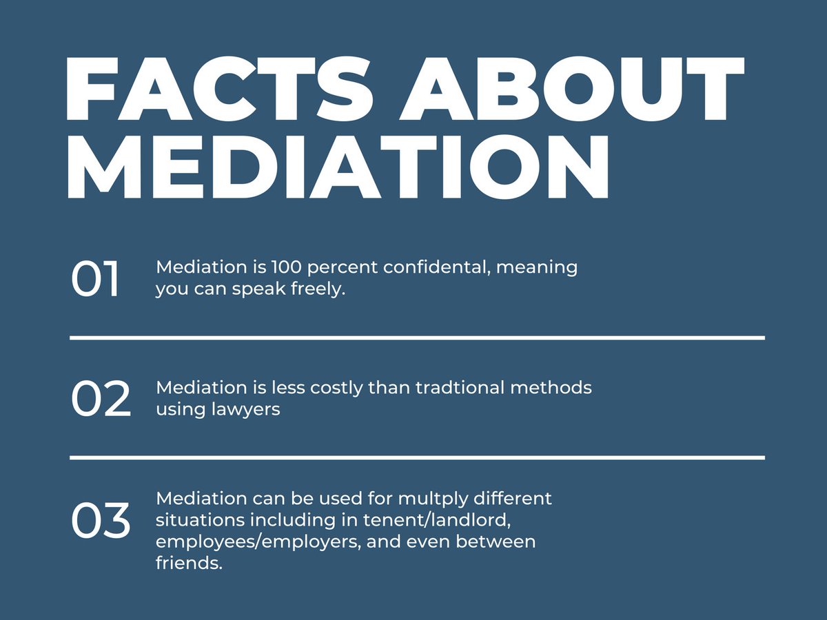 Did you know these facts about mediation? Not only is mediation cheaper than traditional legal methods but can help to restore relationships and chose a resolution that fits both parties. 
#mediation #resortivejustice