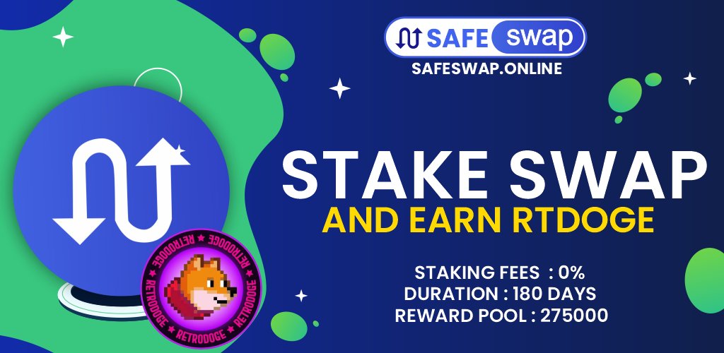 safeswaponline's tweet photo. STAKE SWAP EARN RTDOGE

SafeSwap is giving away 1,625,000 NLCR tokens over the next 180 days in the new Fee Free Staking pool [Stake Swap] Earn NLCR Pool. 

Read the full post on https://t.co/oFa9VYde7K :
https://t.co/iQgJSljtsv

#SafeSwap #Staking #Swap #Decentralized #RTDOGE https://t.co/LKG9R4r1pm