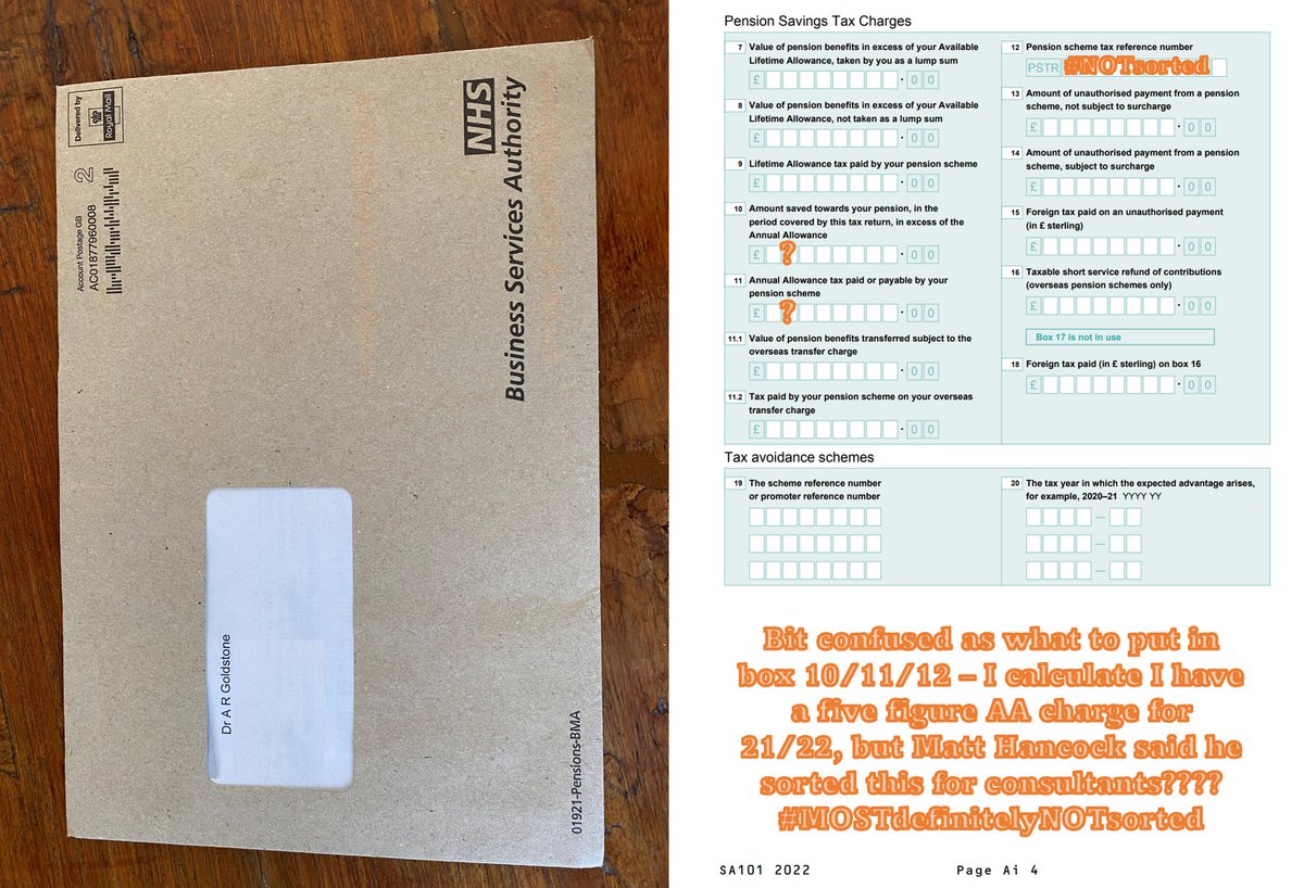 goldstone_tony's tweet image. If like me, your second "brown envelope" landed today, its important NOT to ignore it.

As nice as it was for our ex-SOS to tell national radio the problem "used to" affect consultants, my 5 figure AA bill for 21/22 tells a different story 👇

Sadly you cant write "its sorted" on