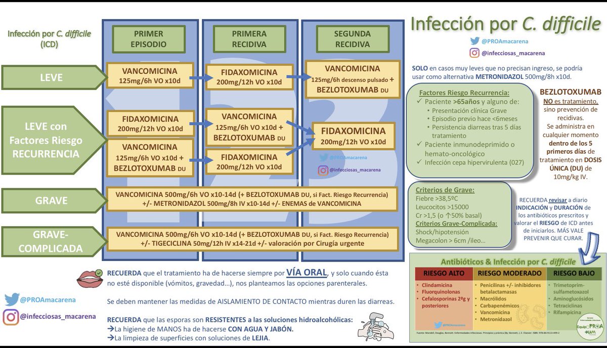 PROAmacarena's tweet photo. 📢ACTUALIZADO el apartado de Infección por C. difficile de nuestra Guía de Antibioterapia. 

📸Compartimos además figura resumen. 

🔗https://t.co/VB0jKl4c7r https://t.co/LWzg5lqrEX