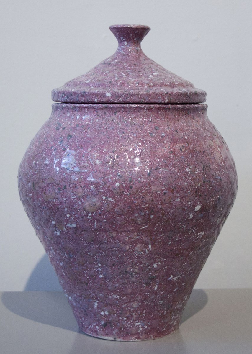 atriumgallery's tweet photo. This is the final week of our Memorial Exhibition for William Yonker.  Our feature piece,“Lidded Jar #226,” 2016, is certainly one of the most beautiful in the show.  The graceful shape and subtle pink color distinguish this work. https://t.co/mtwg4i7aW4