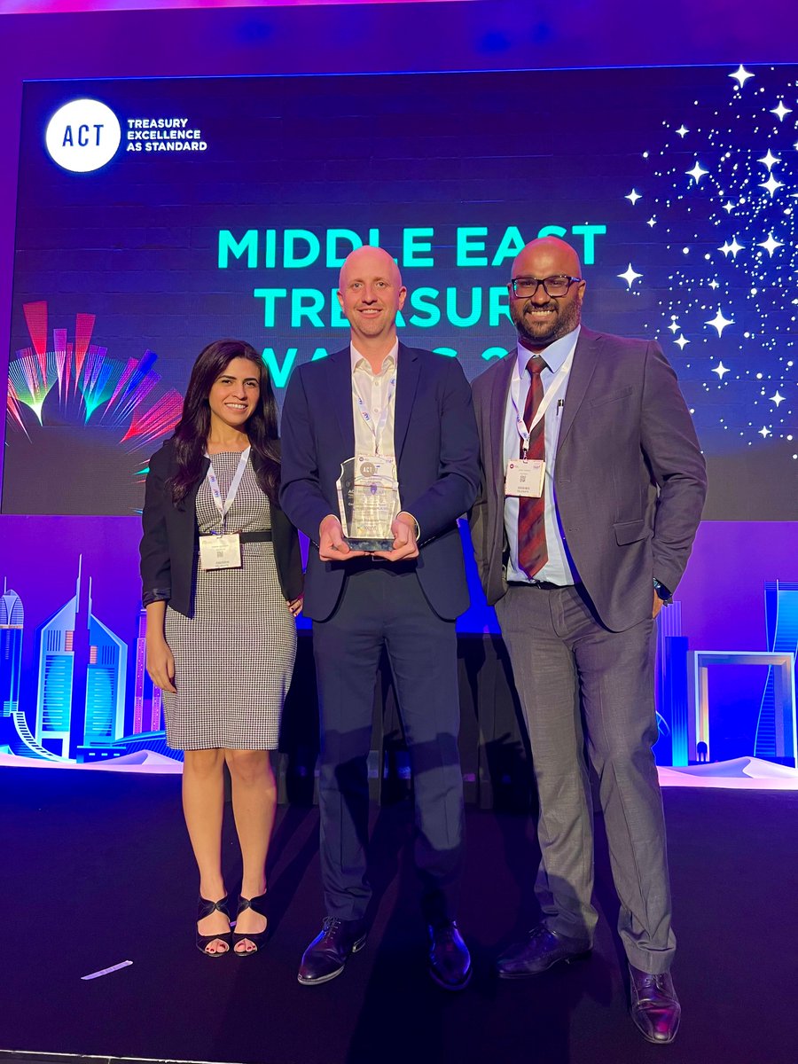 Kent_Energy's tweet photo. Who knew treasury could be so exciting? Our Central Treasury team is certainly feeling that excitement tonight as they just won the “Corporate Team of the Year" at the @actupdate Middle East Awards 2022. 
Congratulations to our team! 
#ACTMETS22 https://t.co/Yz2glIkmRS