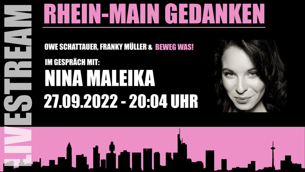 Zwanzig4M's tweet photo. 20:IV LIVE - BEWEG WAS! Die Rhein Main Gedanken | Mit Nina Maleika | 27.09.2022

Zweiter Geburtstag, zweite Hausdurchsuchung, zweite Weltanschauung!

Seid LIVE dabei, um 20:04 Uhr https://t.co/xPR0DrhGrC